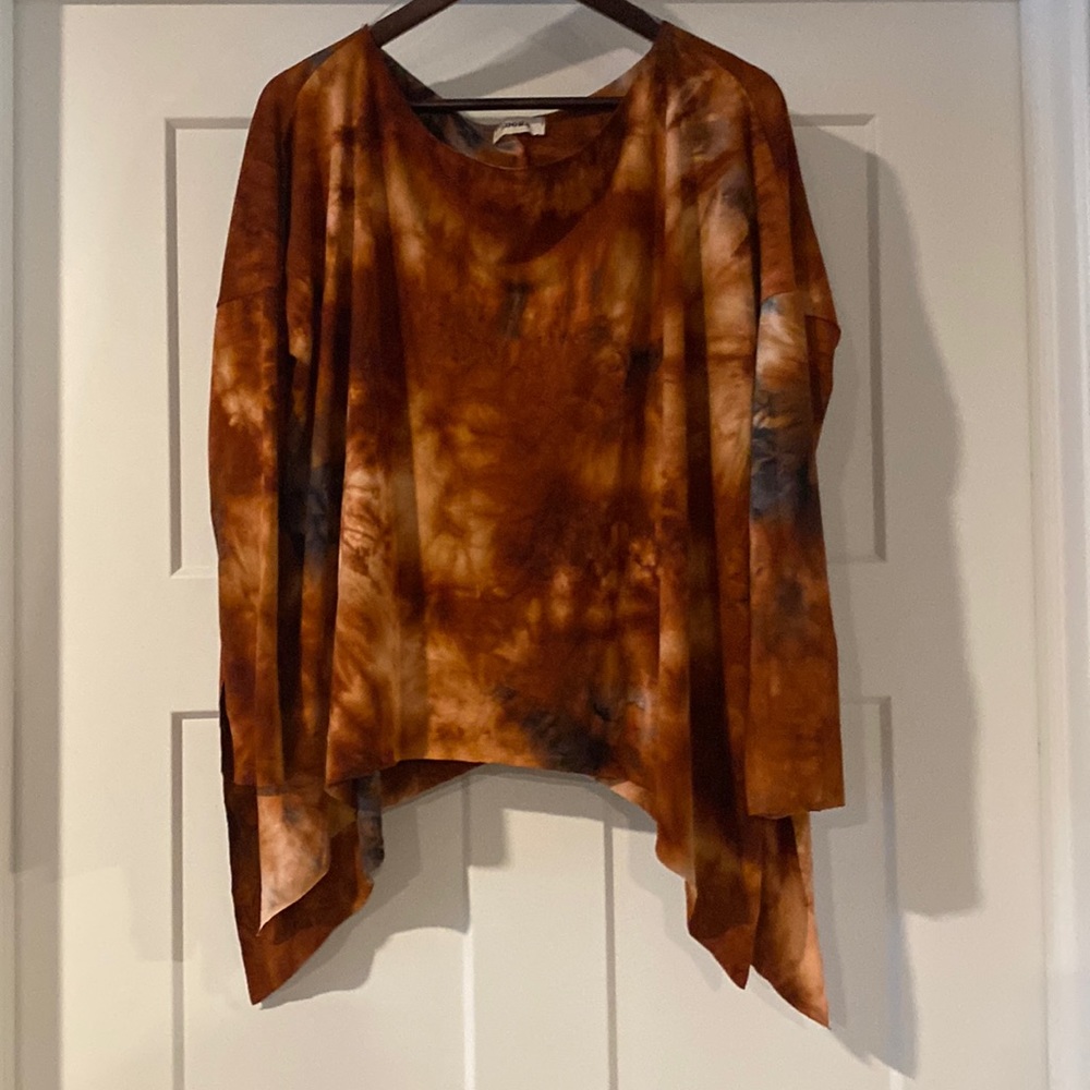 Adora Rust Tie-Dye Draped Top